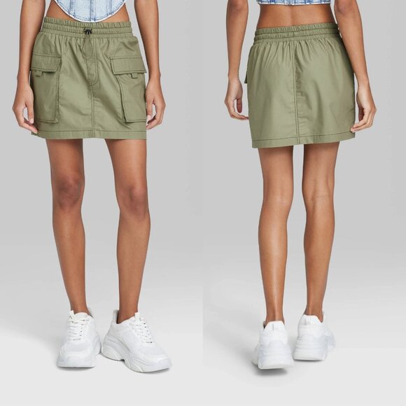 XS - Womens Parachute Cargo Mini Skirt - Wild Fable - Green - Picture 1 of 6